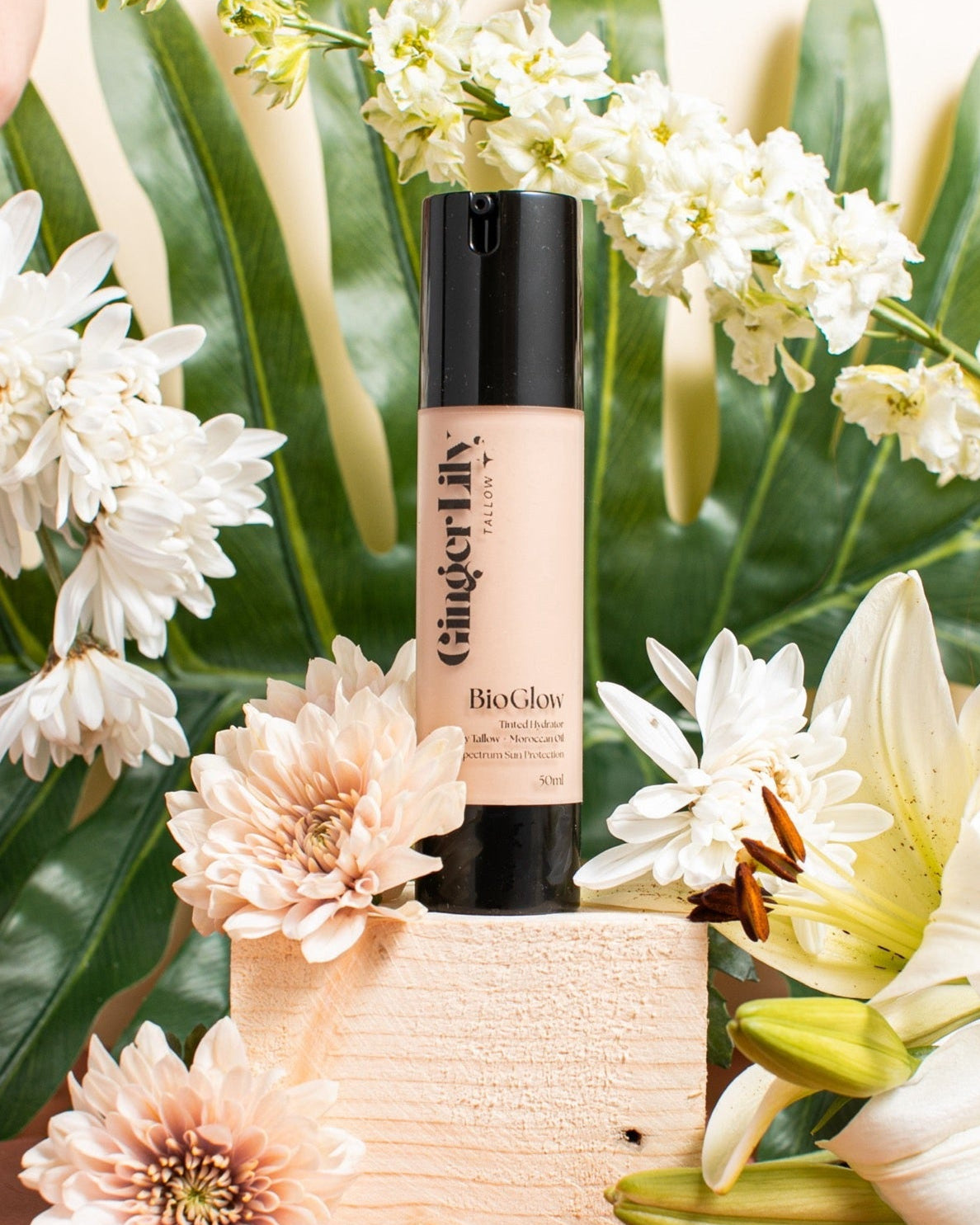 BioGlow Organic tallow makeup - tinted moisturizer with sun protection - Ginger Lily Tallow